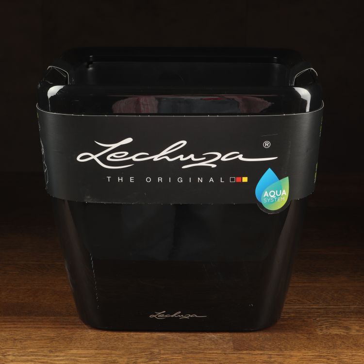 Кашпо Lechuza Quadro LS 28 черный уценка фото 1 &mdash; Luxury Plants